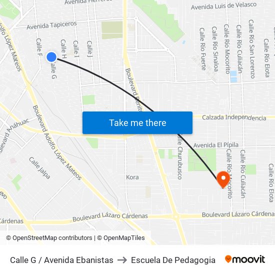 Calle G / Avenida Ebanistas to Escuela De Pedagogia map