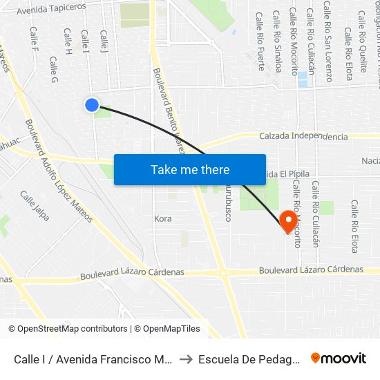 Calle I / Avenida Francisco Mujica to Escuela De Pedagogia map