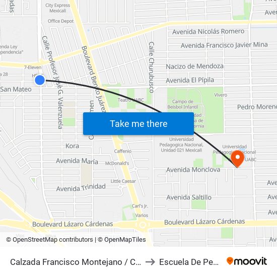 Calzada Francisco Montejano / Coaxamalucan to Escuela De Pedagogia map