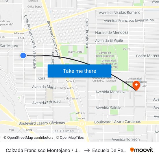 Calzada Francisco Montejano / Jesús Solórzano to Escuela De Pedagogia map