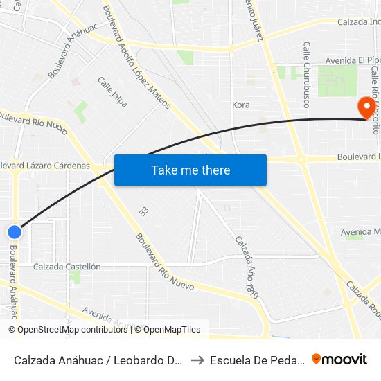 Calzada Anáhuac / Leobardo De La Cruz to Escuela De Pedagogia map