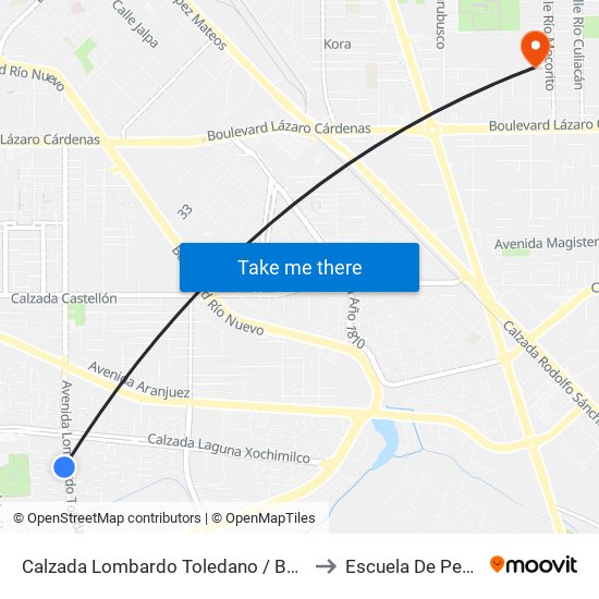 Calzada Lombardo Toledano / Basquetbolistas to Escuela De Pedagogia map