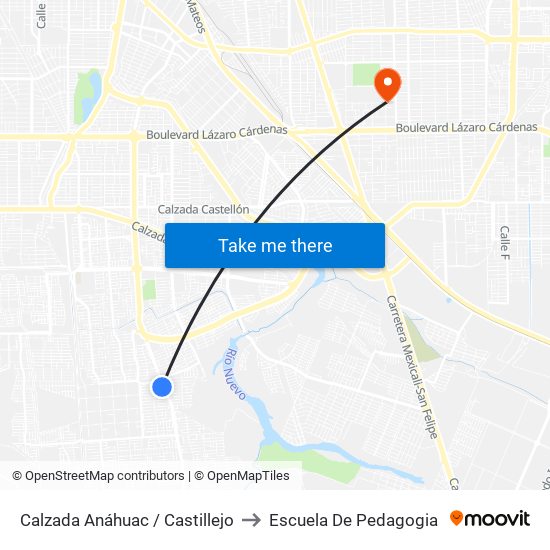 Calzada Anáhuac / Castillejo to Escuela De Pedagogia map