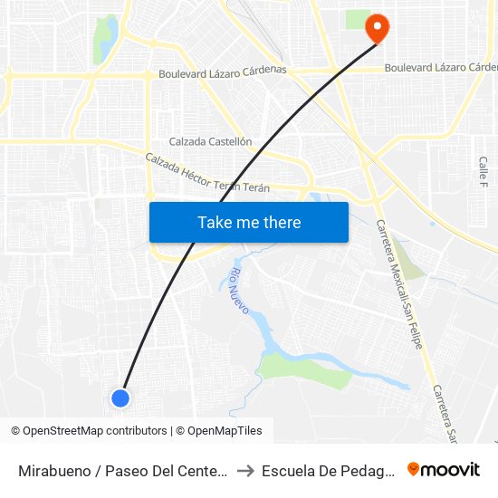 Mirabueno / Paseo Del Centenario to Escuela De Pedagogia map