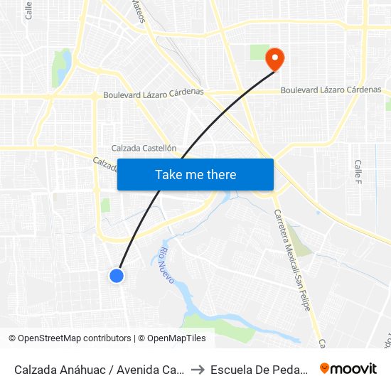Calzada Anáhuac / Avenida Castillejo to Escuela De Pedagogia map