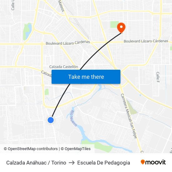 Calzada Anáhuac / Torino to Escuela De Pedagogia map