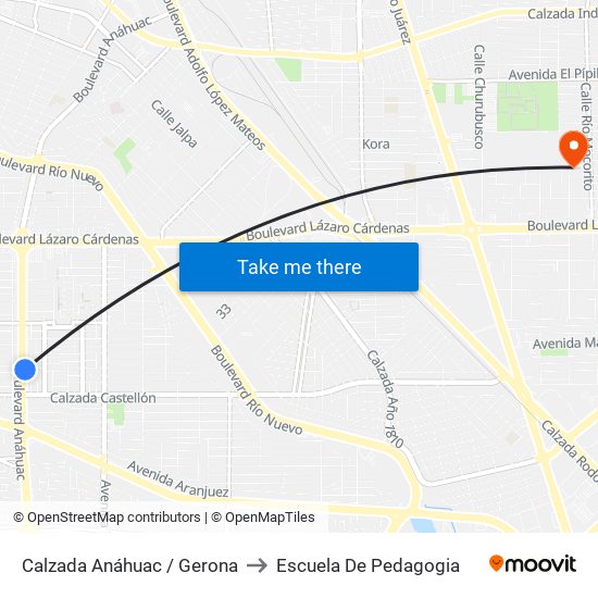 Calzada Anáhuac / Gerona to Escuela De Pedagogia map