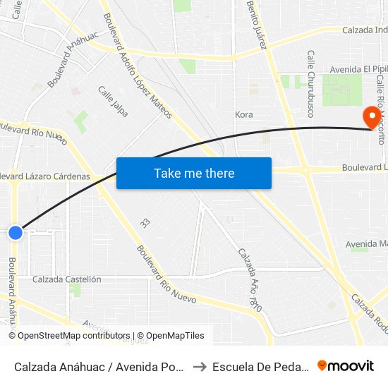 Calzada Anáhuac / Avenida Pontevedra to Escuela De Pedagogia map