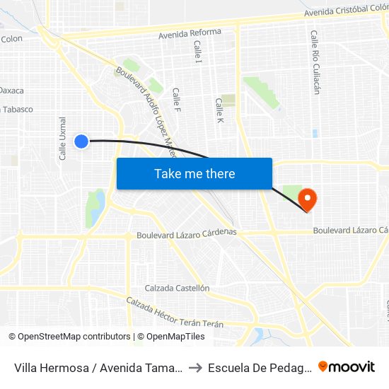 Villa Hermosa / Avenida Tamaulipas to Escuela De Pedagogia map