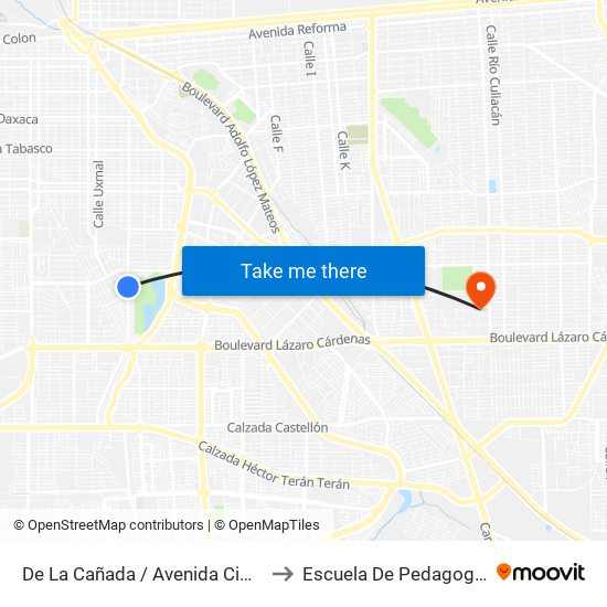 De La Cañada / Avenida Cima to Escuela De Pedagogia map