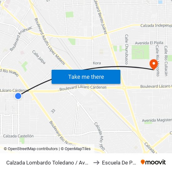 Calzada Lombardo Toledano / Avenida Crisantemos to Escuela De Pedagogia map