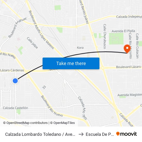 Calzada Lombardo Toledano / Avenida Eleno Hernández to Escuela De Pedagogia map