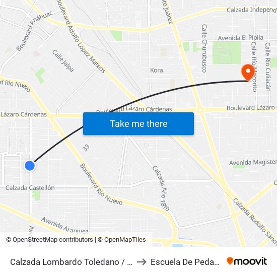 Calzada Lombardo Toledano / Burgos to Escuela De Pedagogia map
