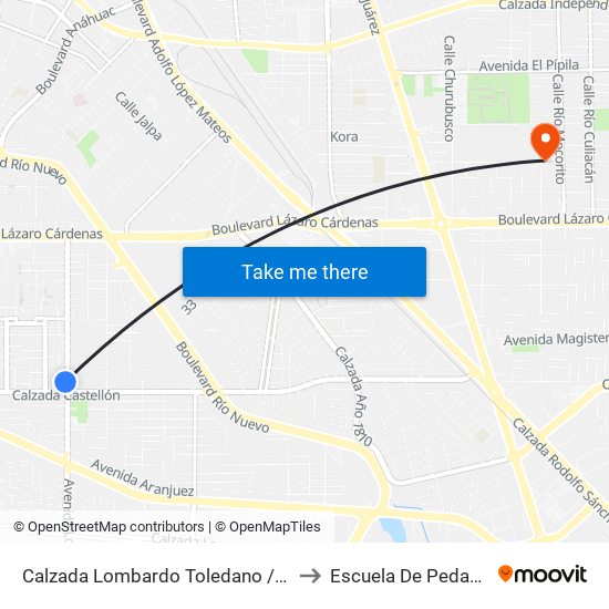 Calzada Lombardo Toledano / Toledo to Escuela De Pedagogia map