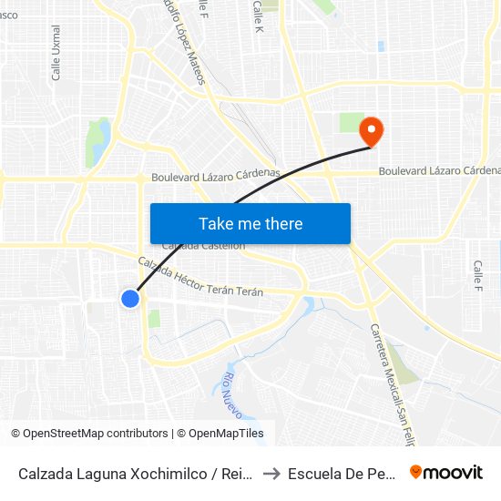 Calzada Laguna Xochimilco / Reino De Navarra to Escuela De Pedagogia map