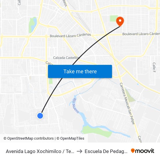 Avenida Lago Xochimilco / Tercera to Escuela De Pedagogia map