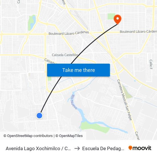 Avenida Lago Xochimilco / Cuarta to Escuela De Pedagogia map