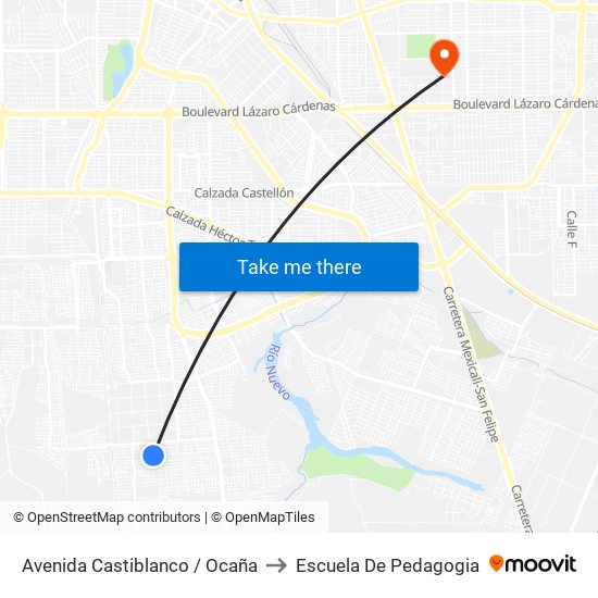 Avenida Castiblanco / Ocaña to Escuela De Pedagogia map