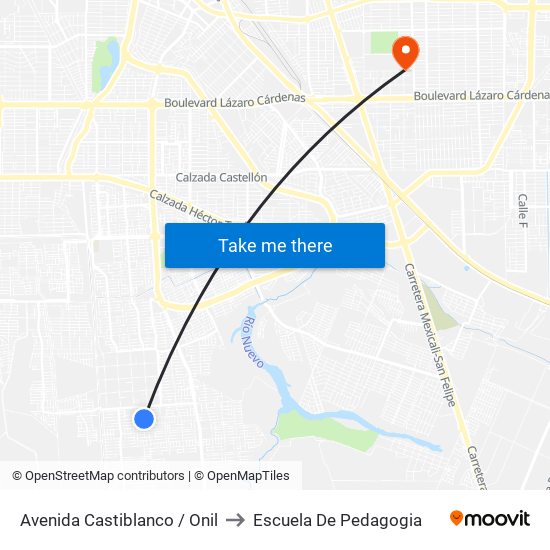 Avenida Castiblanco / Onil to Escuela De Pedagogia map