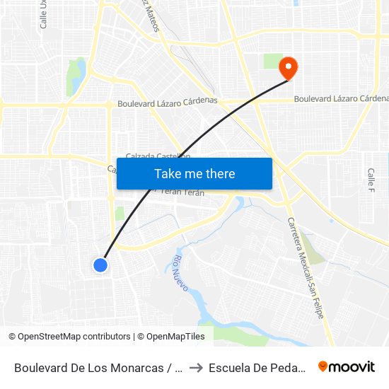 Boulevard De Los Monarcas / Tudela to Escuela De Pedagogia map