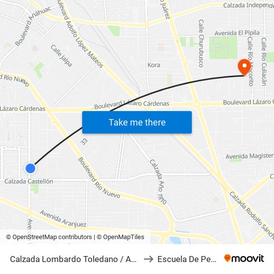 Calzada Lombardo Toledano / Avenida Gerona to Escuela De Pedagogia map