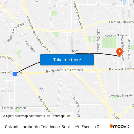 Calzada Lombardo Toledano / Boulevard Lázaro Cárdenas to Escuela De Pedagogia map