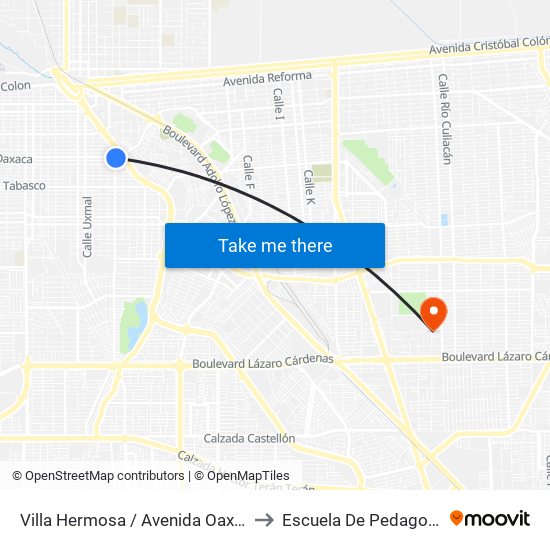 Villa Hermosa / Avenida Oaxaca to Escuela De Pedagogia map