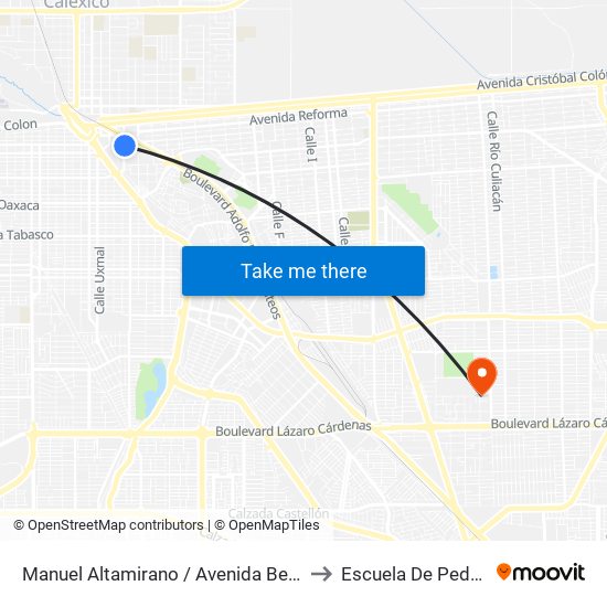 Manuel Altamirano / Avenida Benito Juárez to Escuela De Pedagogia map