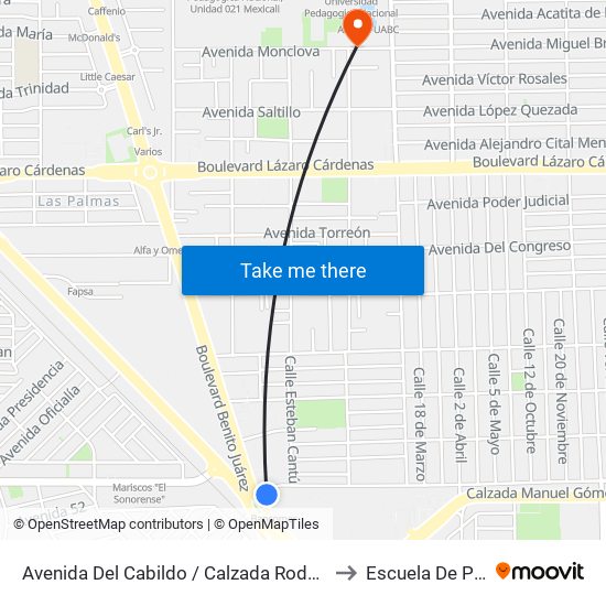 Avenida Del Cabildo / Calzada Rodolfo Sánchez Taboada to Escuela De Pedagogia map