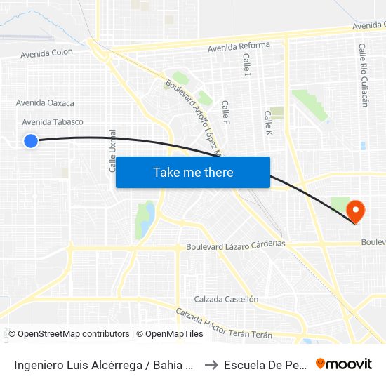 Ingeniero Luis Alcérrega / Bahía De Los Ángeles to Escuela De Pedagogia map