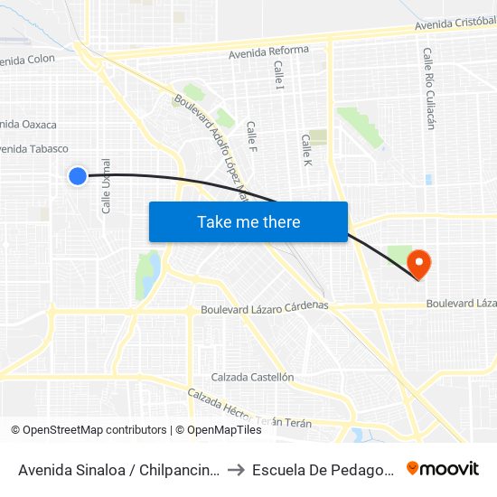 Avenida Sinaloa / Chilpancingo to Escuela De Pedagogia map