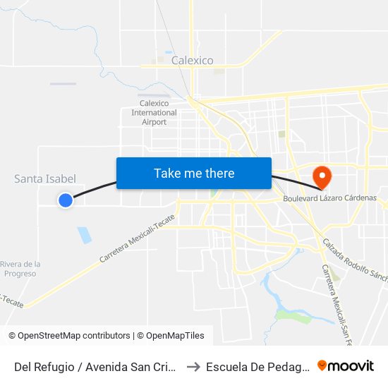 Del Refugio / Avenida San Cristóbal to Escuela De Pedagogia map