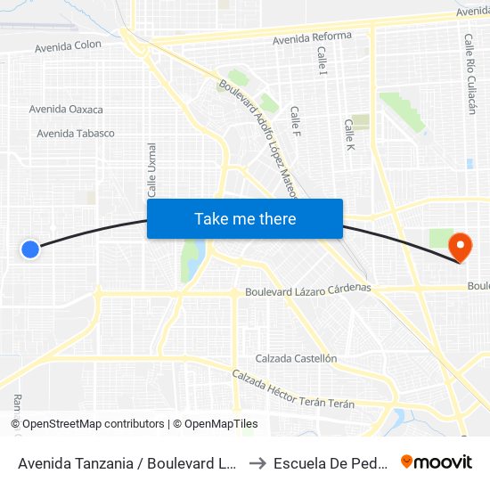 Avenida Tanzania / Boulevard Luis Álvarez to Escuela De Pedagogia map