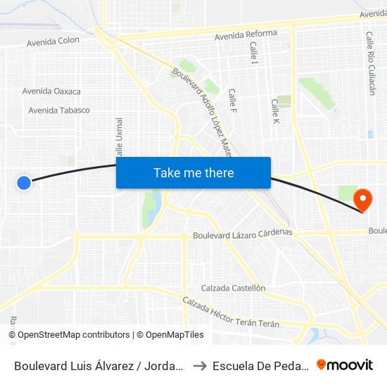 Boulevard Luis Álvarez / Jordania Norte to Escuela De Pedagogia map