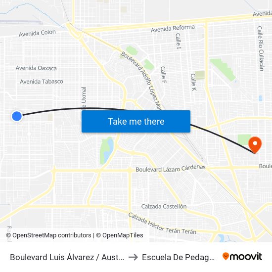 Boulevard Luis Álvarez / Australia to Escuela De Pedagogia map