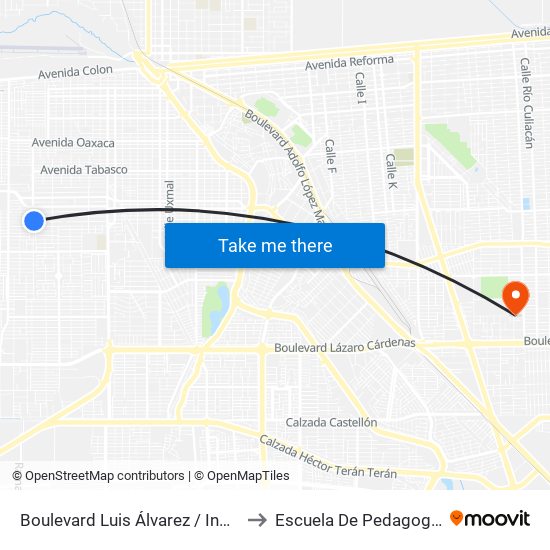 Boulevard Luis Álvarez / India to Escuela De Pedagogia map