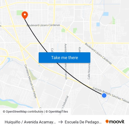 Huiquiño / Avenida Acamayas to Escuela De Pedagogia map