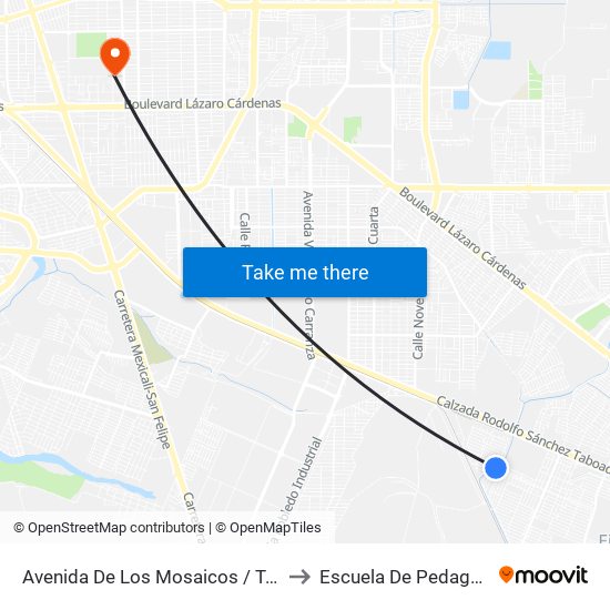 Avenida De Los Mosaicos / Tetela to Escuela De Pedagogia map