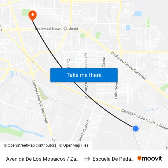 Avenida De Los Mosaicos / Zacapoaxtla to Escuela De Pedagogia map