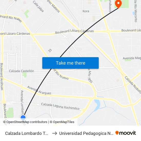 Calzada Lombardo Toledano / Juventud 2000 to Universidad Pedagogica Nacional, Unidad 021 Mexicali map