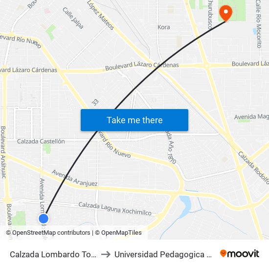 Calzada Lombardo Toledano / Basquetbolistas to Universidad Pedagogica Nacional, Unidad 021 Mexicali map
