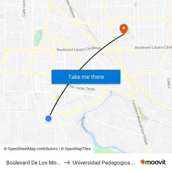 Boulevard De Los Monarcas / Avenida Sedano to Universidad Pedagogica Nacional, Unidad 021 Mexicali map