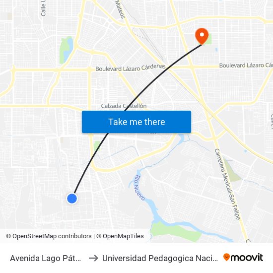 Avenida Lago Pátzcuaro / Segunda to Universidad Pedagogica Nacional, Unidad 021 Mexicali map