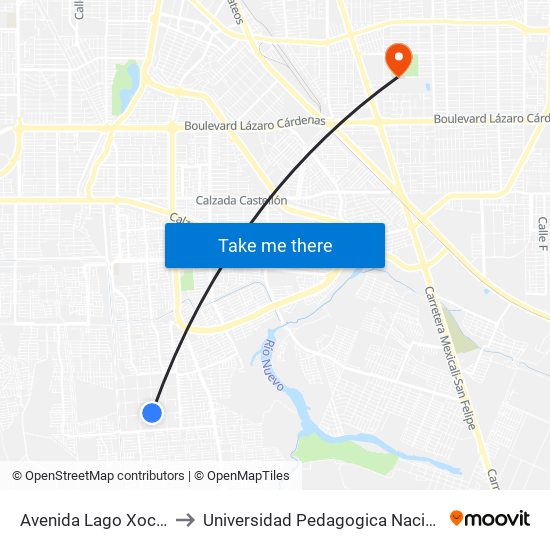Avenida Lago Xochimilco / Cuarta to Universidad Pedagogica Nacional, Unidad 021 Mexicali map