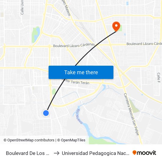 Boulevard De Los Monarcas / Tudela to Universidad Pedagogica Nacional, Unidad 021 Mexicali map