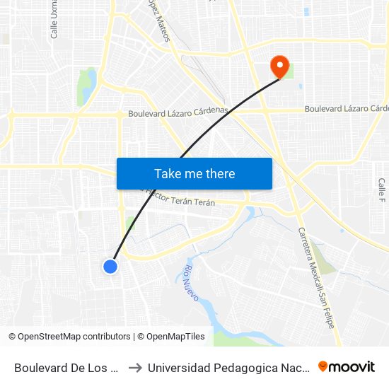 Boulevard De Los Monarcas / Ronda to Universidad Pedagogica Nacional, Unidad 021 Mexicali map