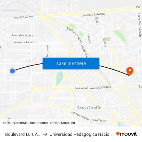 Boulevard Luis Álvarez / Kenia to Universidad Pedagogica Nacional, Unidad 021 Mexicali map