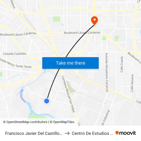 Francisco Javier Del Castillo / Avenida José María De La Fragua to Centro De Estudios Universitarios Xochicalco map