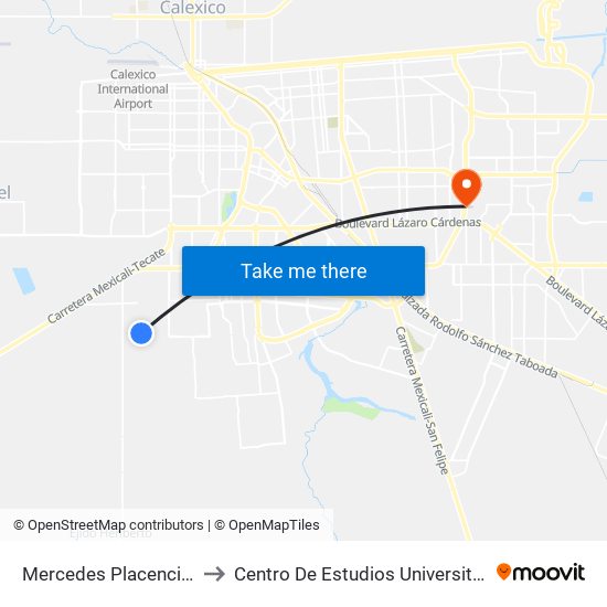 Mercedes Placencia / Calle Sur to Centro De Estudios Universitarios Xochicalco map