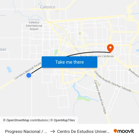 Progreso Nacional / Luis Echeverría to Centro De Estudios Universitarios Xochicalco map